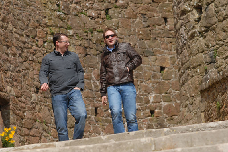 English students walking around Mont Orgueil castle in Jersey