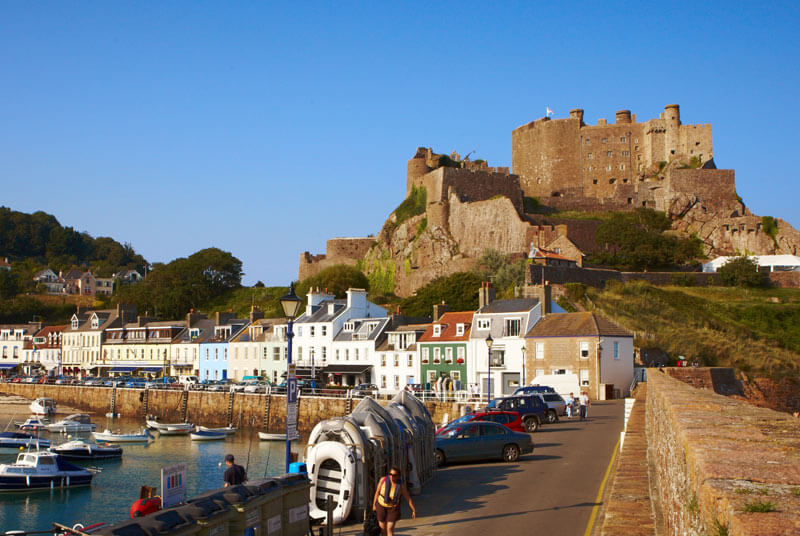 View of Mont Orgueil castle in Jersey, Channel Islands