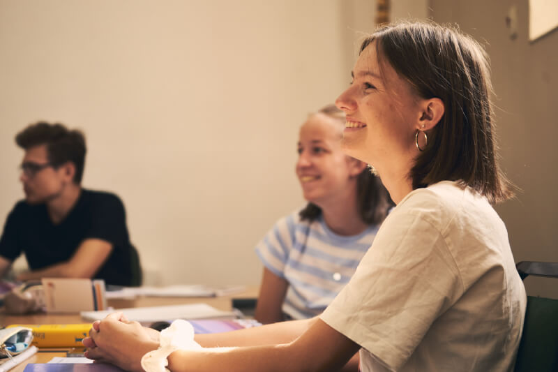 English students in class