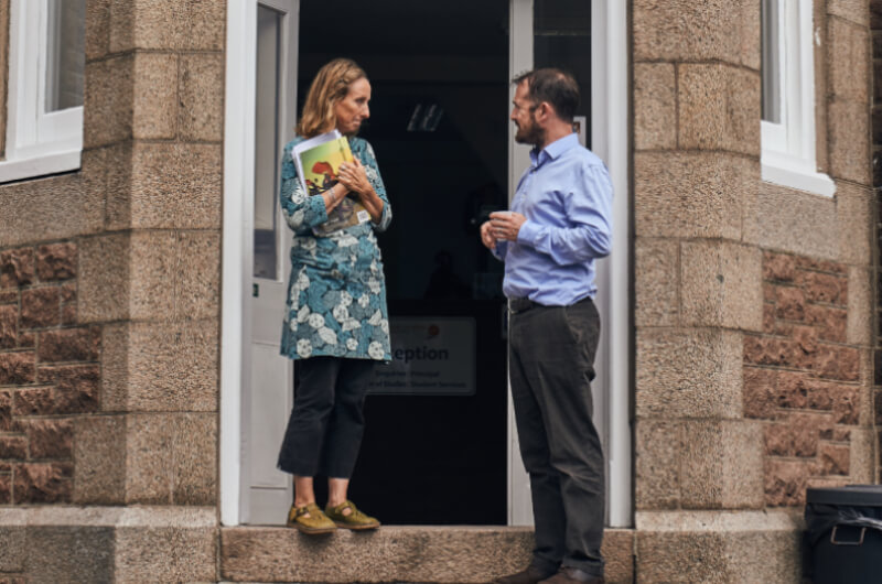 Staff outside school